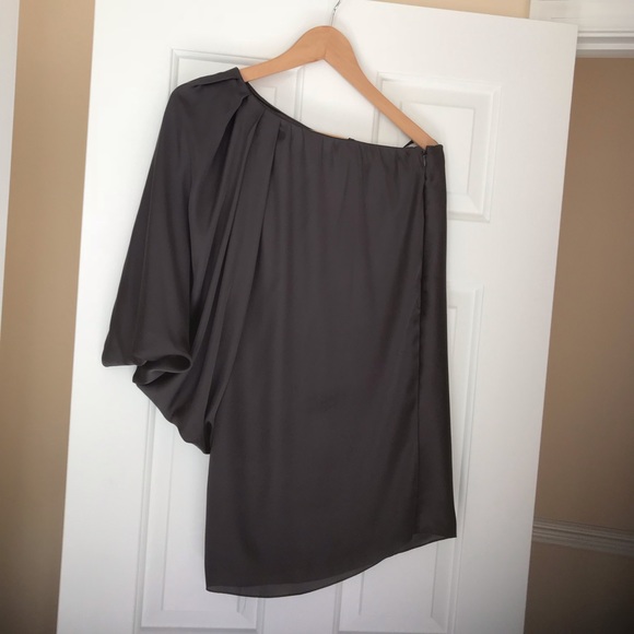Aidan Batwing Sleeve Satin One Shoulder Dress - Picture 3 of 4
